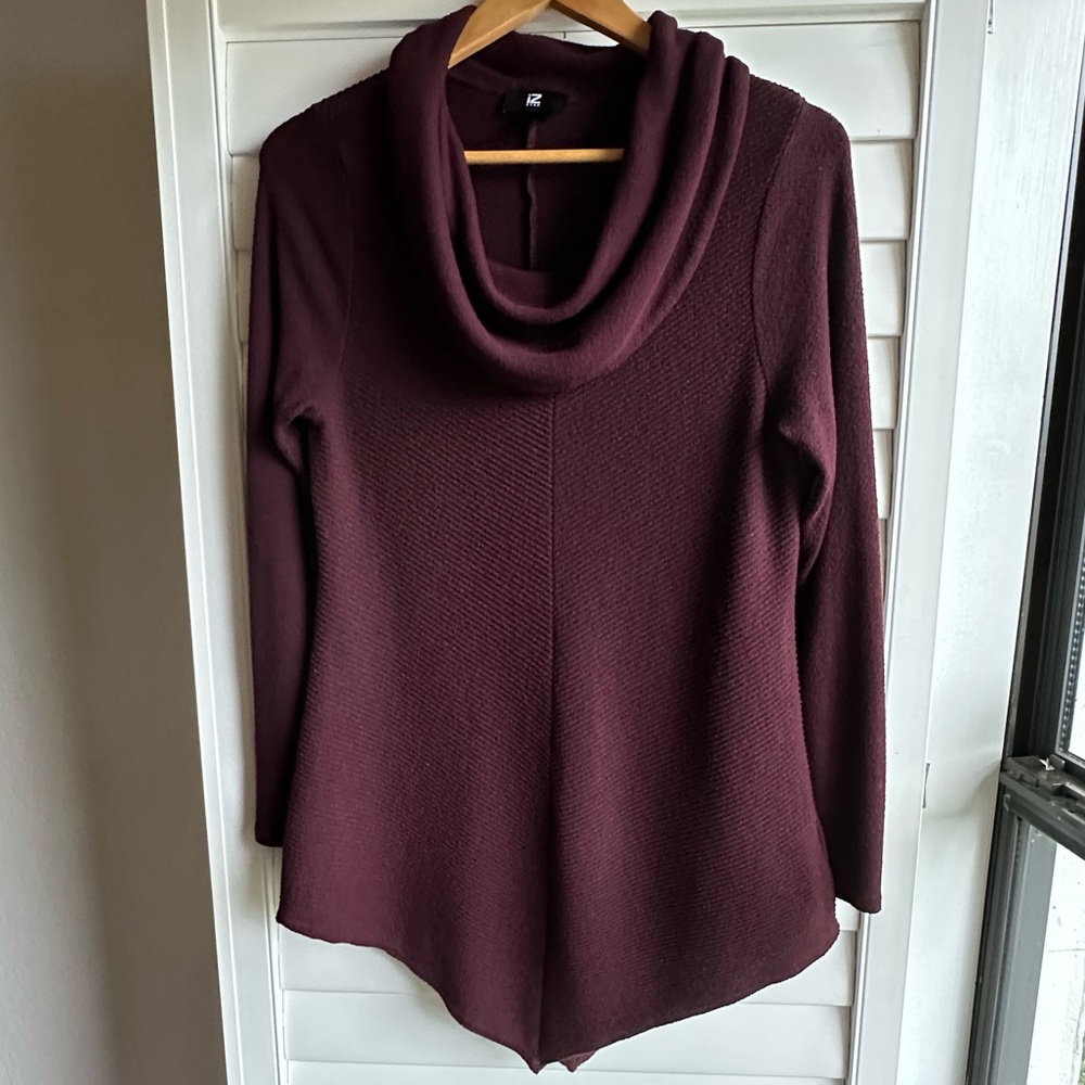 Iz Byer Purple Cowl Neck Sweater
